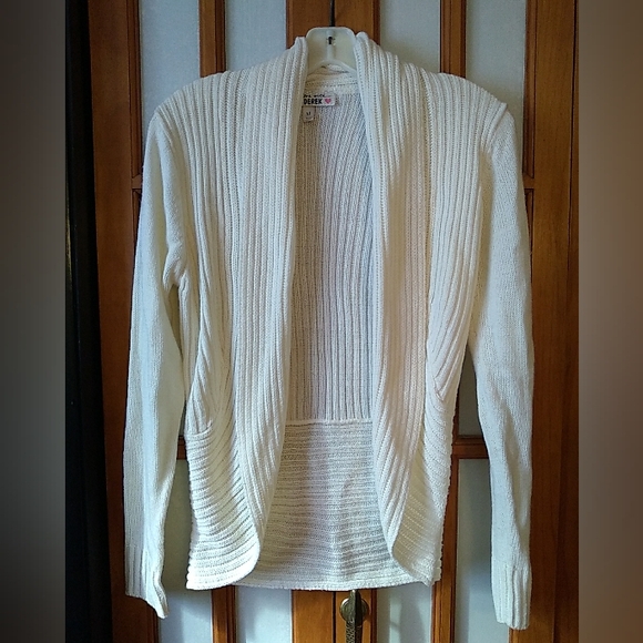 Cream Cardigan Sweater Open Front  Shawl Collar Sz M By I'm In Love With Derek - Picture 1 of 10
